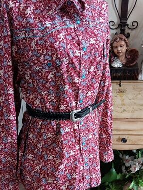 Vintage Nocona Ornate Silver Hardware on Dun Dee Genuine Cowhide Belt Size 32